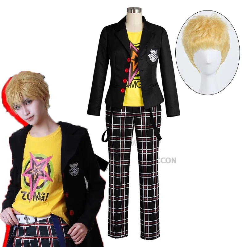 

P5R Ryuji Sakamoto Cosplay Persona 5 Sakamoto Ryoji Cosplay Costume Outfit Attire School Uniform Halloween Costumes and wig