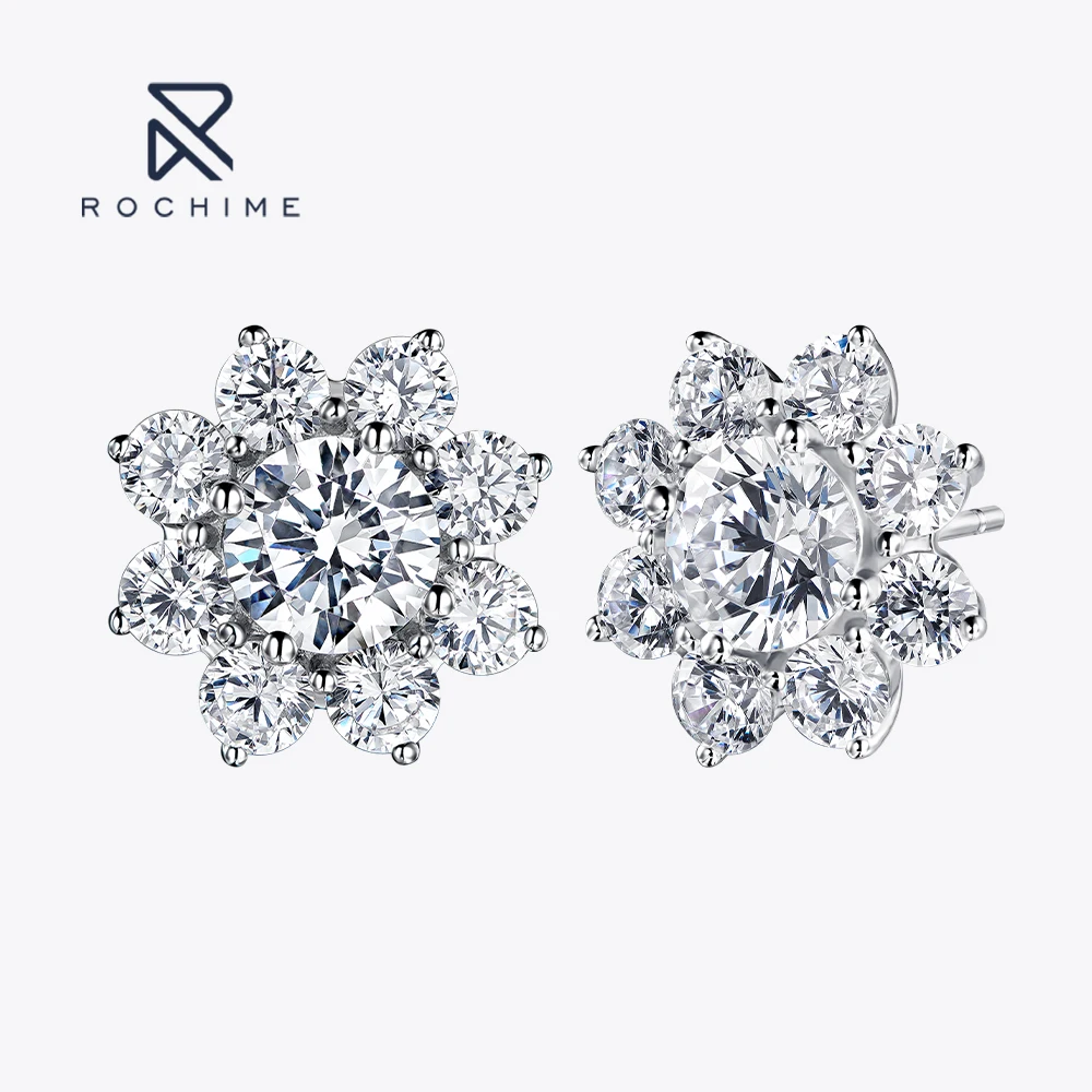 

Rochime Designer Dainty Sunflower Cz Stud Earrings 925 Sterling Silver Gold Plated 5a Zircon Fine Jewelry For Girls