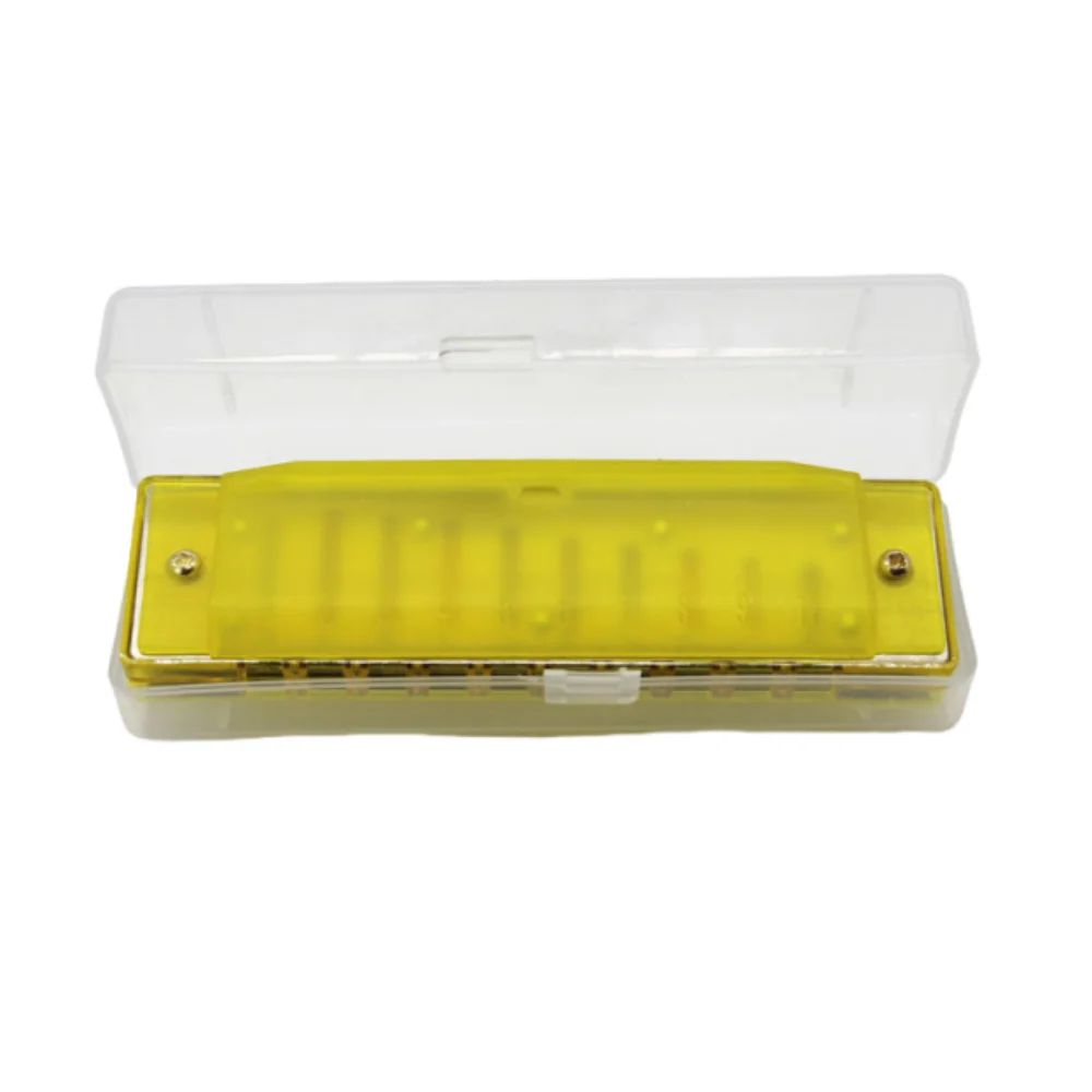Clear Tuning 10 Hole Harmonica Translucent Durable Mouth Organ with Storage Case Bright Color Diatonic Harmonica Young Learners