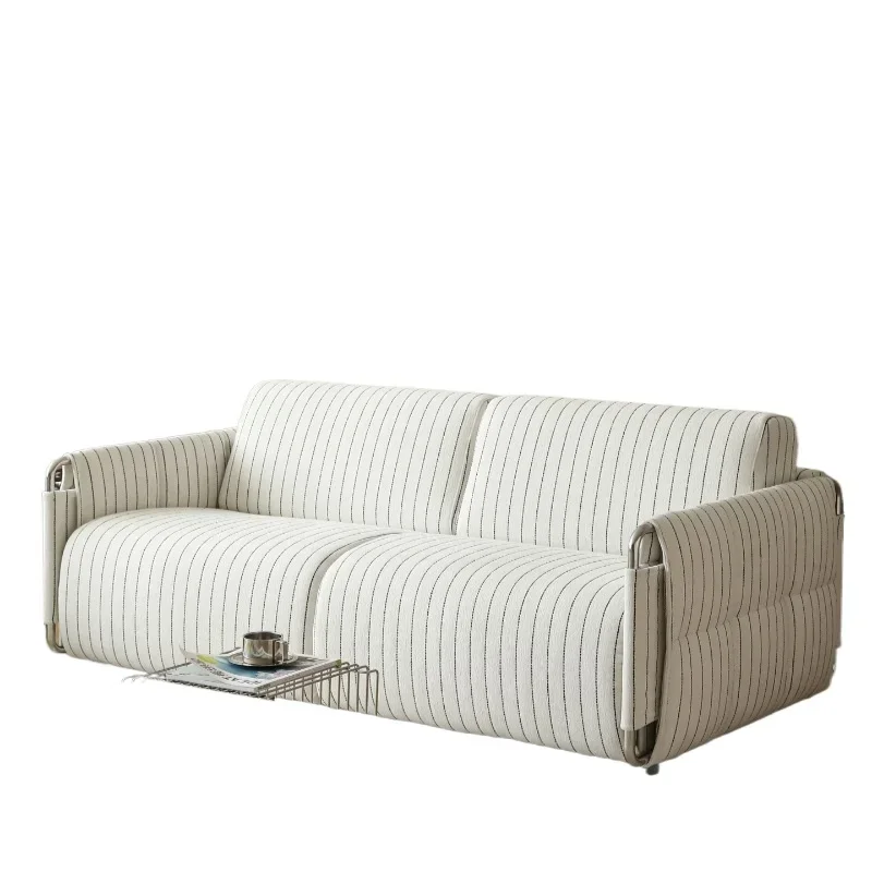 Sea salt sofa bed, Bauhaus removable fabric sofa bed, folding dual-purpose stainless steel Italian style