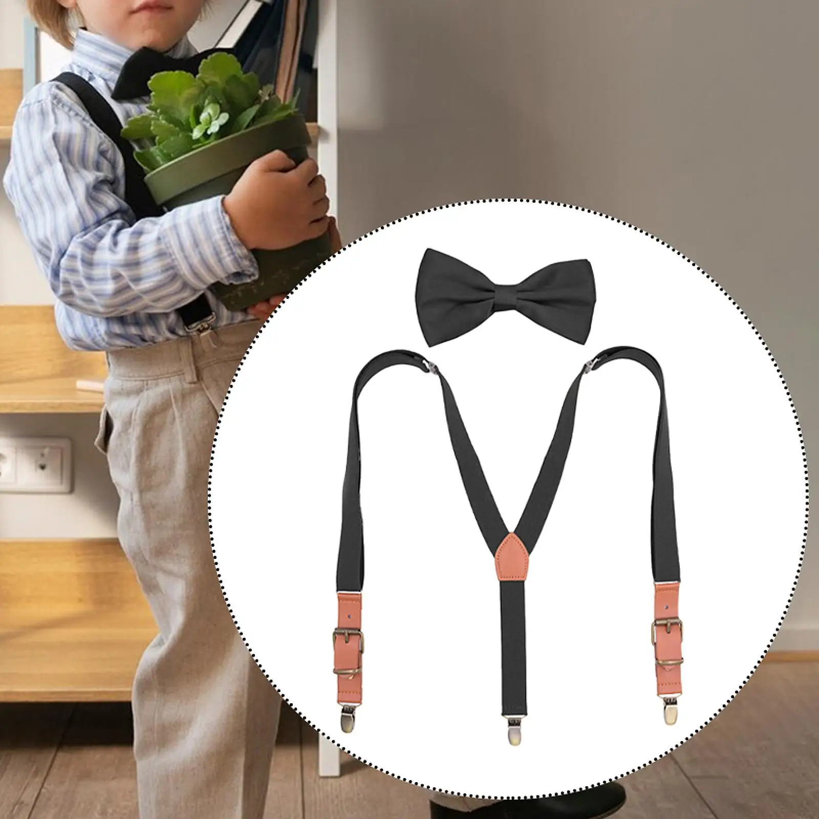 キッズサスペンダー 快適なカジュアル用品 ファッション 再利用可能 調節可能 クリップ3個付き