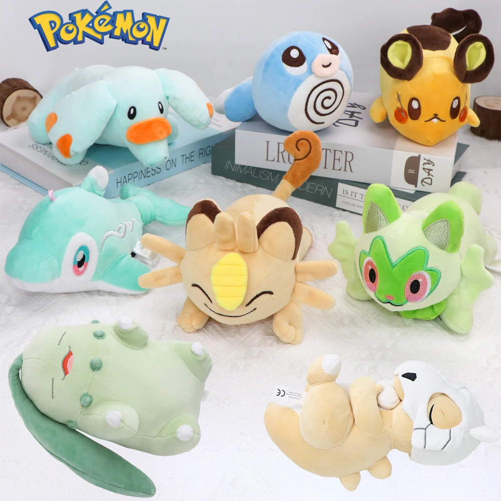 Pokemon Meowth Cubone Sprigatito Plsuh Toy Poliwag Phanpy Dedenne Finizen Soft Stuffed Peluche Doll Great Birthday Present Gifts