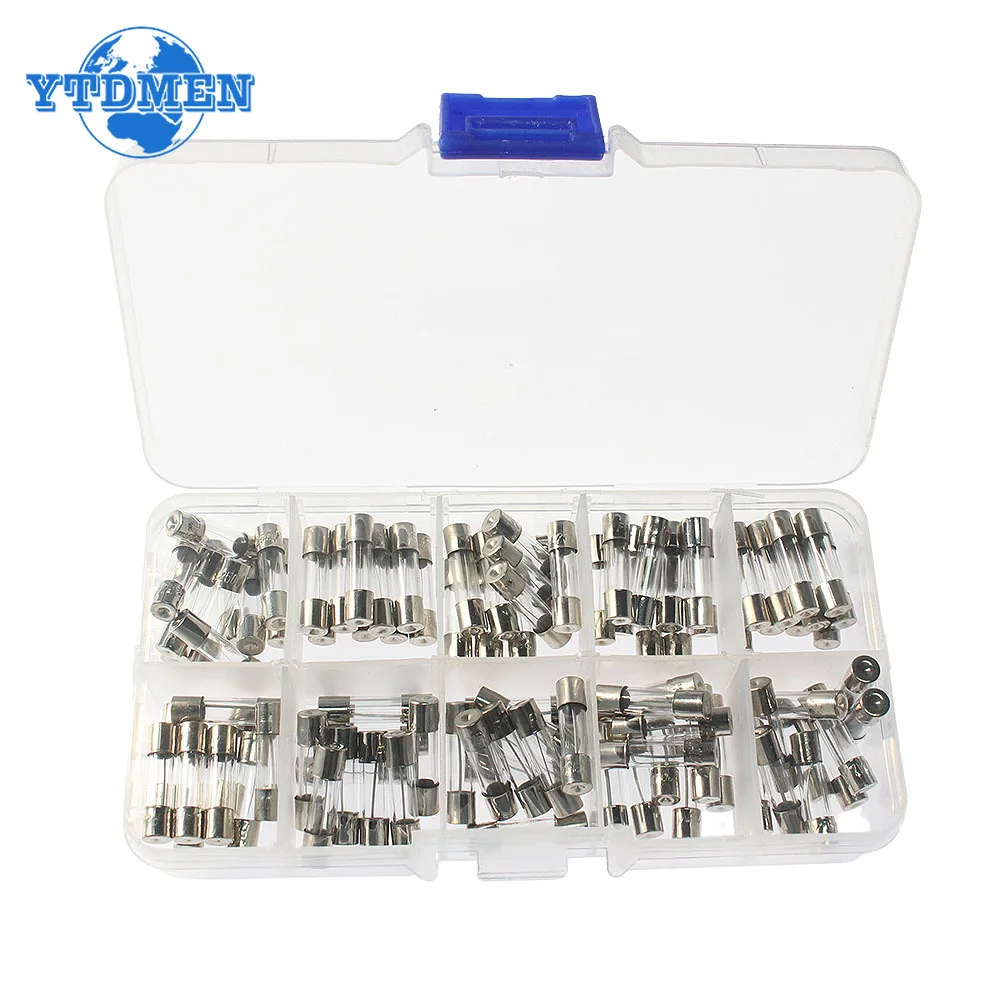 100PCS 5x20mm Glass Fuse Fast Blow Fuse Assortment Kit 0.5A~30A 250V Quick Blow Fuse 0.5A  1A  2A  3A  5A  8A  10A  15A  20A 30A