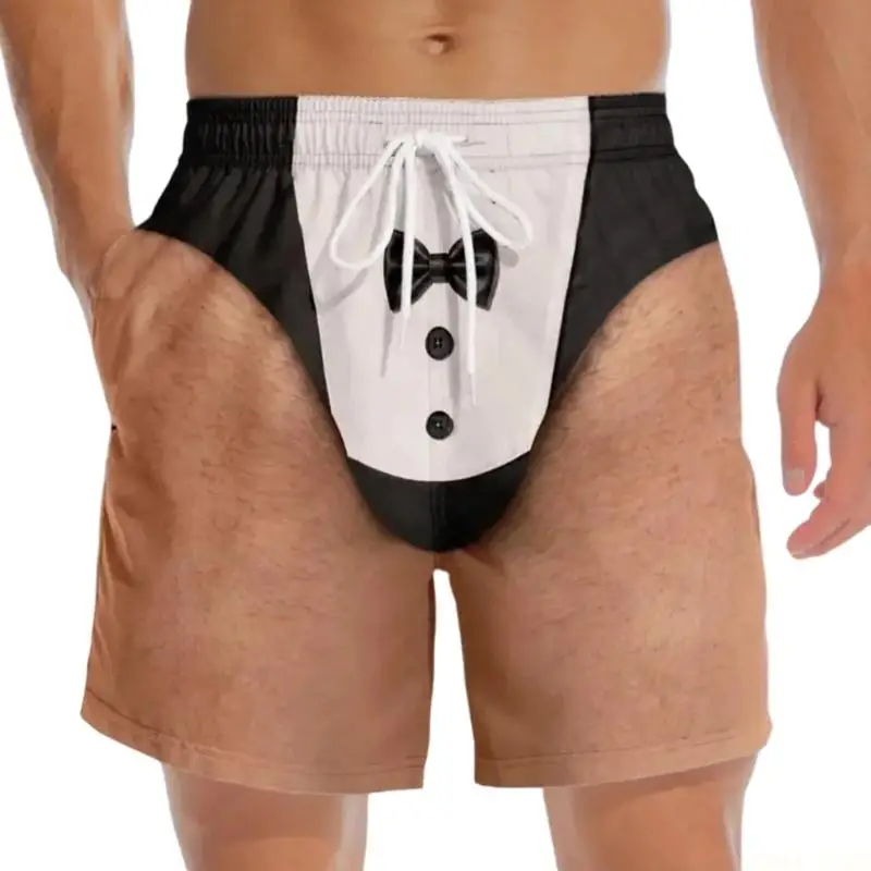 U2JB Pool Use Front Print Beach Shorts for Men, Beach Bottoms with Loose Cut, Adjustable Waist and Carry Pockets for Travel