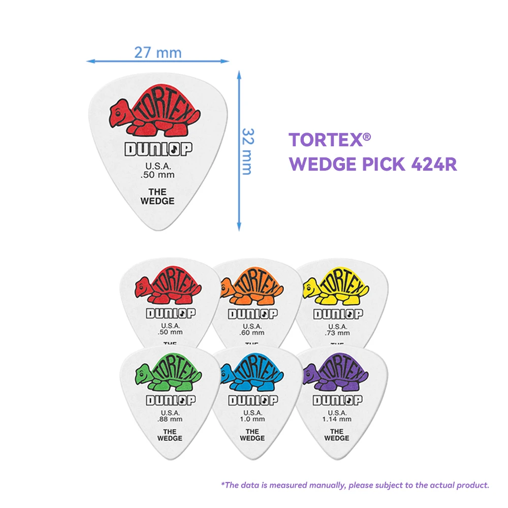 Dunlop Guitar Picks 424R TORTEX WEDGE Pick 0.50/0.60/0.73/0.88/1.0/1.14 mm, USA Original Guitar Accessories