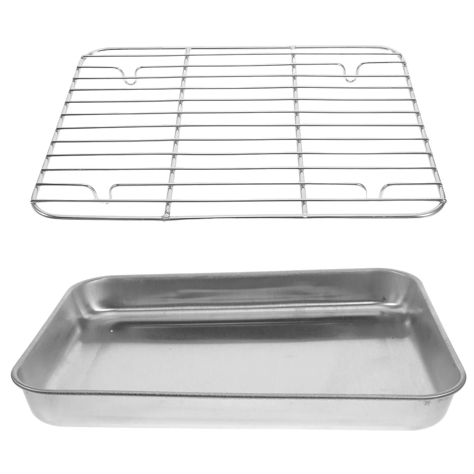 

Stainless Steel BBQ Oil Filter Pan Small Roasting Dish Flat Grill Plate for Indoor Baking Oven Trays Multipurpose Kitchen