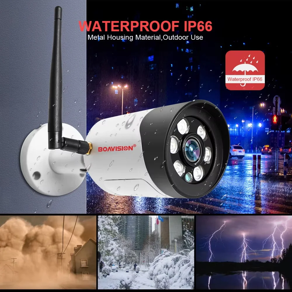 Imagem -05 - Camhipro-wireless Full Color Visão Noturna para Segurança Externa Bala Cctv Proteção Slot para Cartão tf Wifi hd 1080p 5mp 8mp