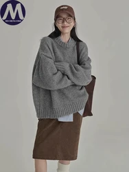 Maglioni per le donne autunno inverno 2024 nuovo stile retrò O collo maniche lunghe maglione top maglioni lavorati a maglia larghi casuali alla moda