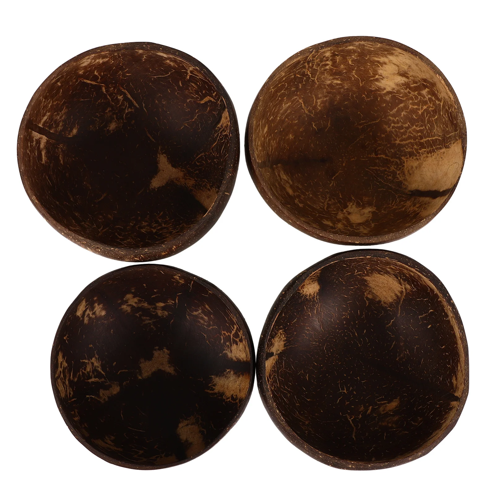 

4pcs Coconut Shell Small Size For Hawaiian Beach Party Luau Dessert Salad Serving Food Container Decorative Fruit Snack Bowl