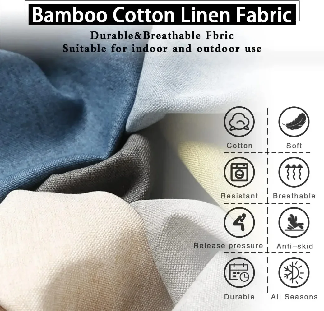 Custom Linen Bench Cushions with Buckles Bay Window Pads Long Mattress Indoor Outdoor Cushions Chair Sofa Seat Pads Pillow
