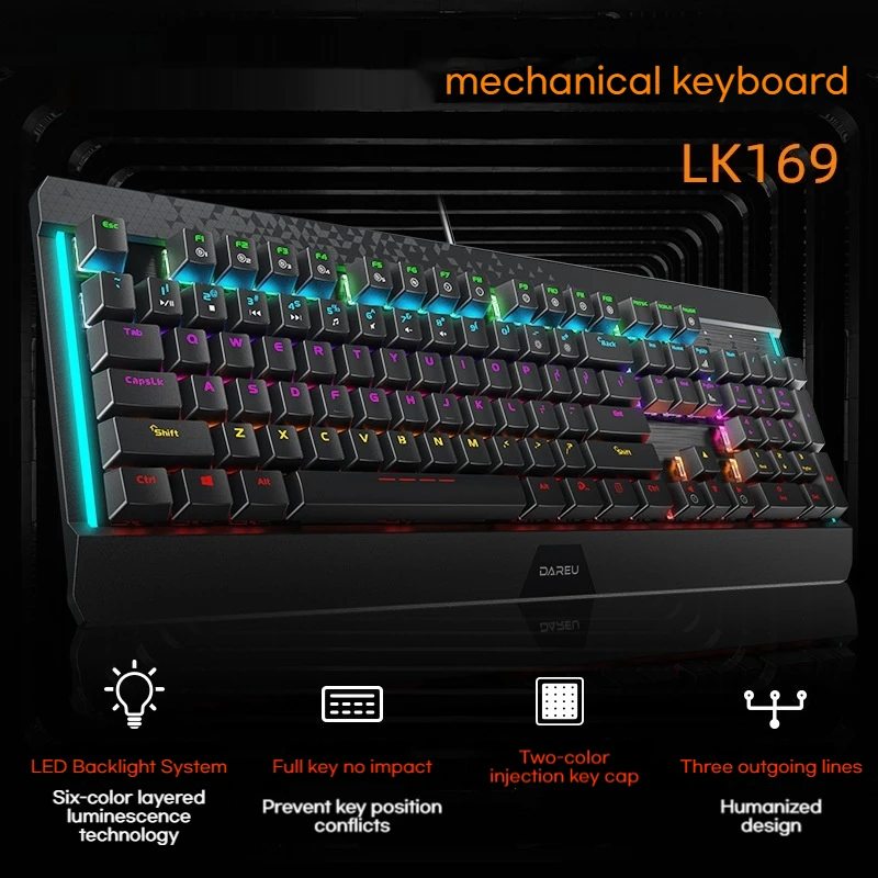 

New Lk165 Gaming Keyboard Usb Wired 104 Key Mechanical Axis Led Backlight Suitable For Computer Business Office E-Sports Games