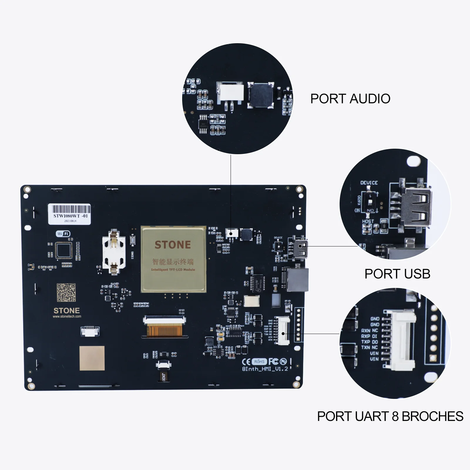 Écran de contrôle industriel LCD TFT 7 pouces 800x480 avec HMI et écran tactile pour Arduino Raspberry Pi