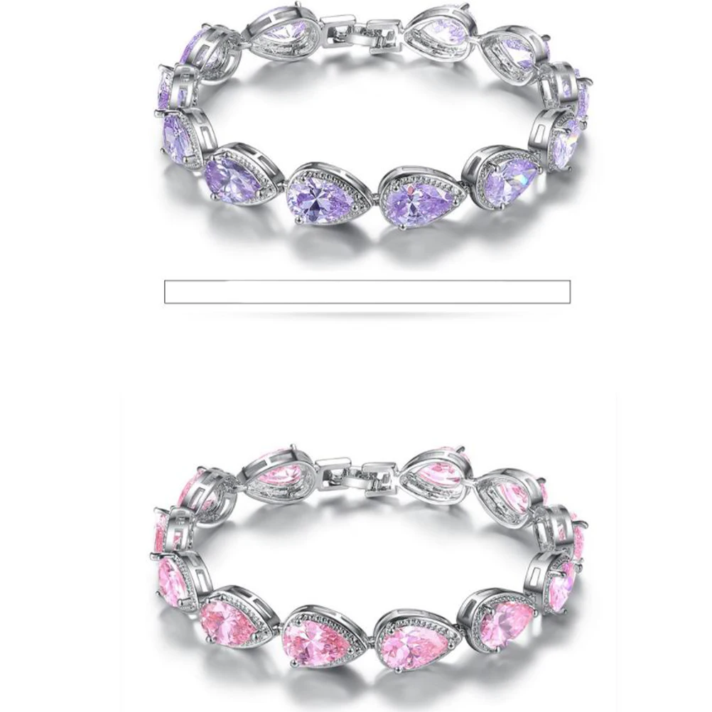 

Pink Zircon Bracelet Elegant Shining Adjustable Fashion Jewelry for Girlfriend Lover Family Gift Daily Use Party Travel