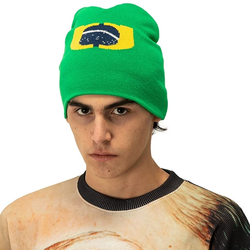 Cappelli lavorati a maglia alla moda per i fan brasiliani Cappelli da club della Coppa del Mondo autunno inverno Cosplay Berretto invernale caldo lavorato a maglia unisex