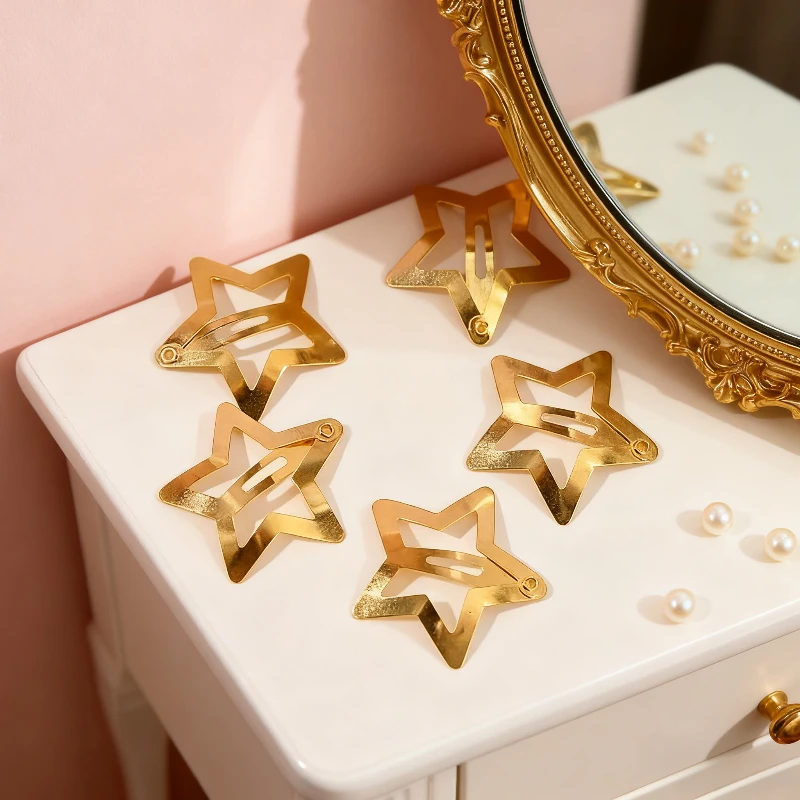5/12 قطعة ضوء النجوم الذهبي الخماسية نجمة صغيرة ستار دبوس الشعر الصغيرة الطراز الحديث الحلو نمط الانفجارات اكسسوارات التصميم مشبك صغير #3