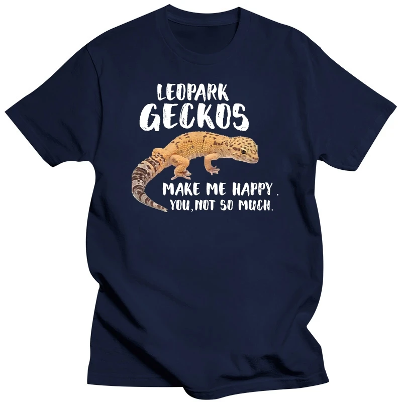 Men T Shirt Leopard Geckos Happy Reptile Shirt Women tshirt