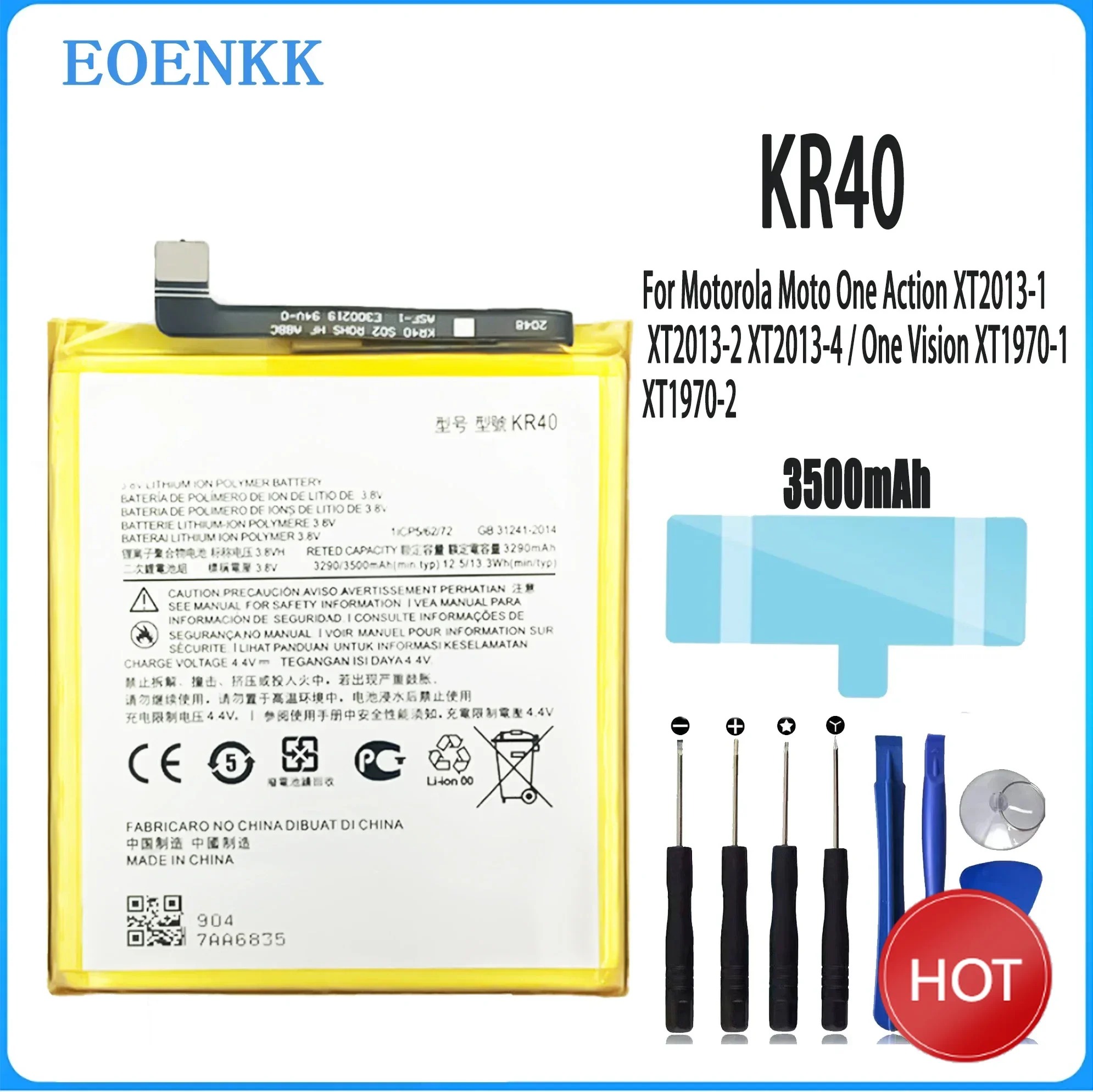 KR40 Mobile Phone Replacement Battery For Motorola Moto One Action XT2013-1 / One Vision XT1970-1 Repair Part Original Capacity