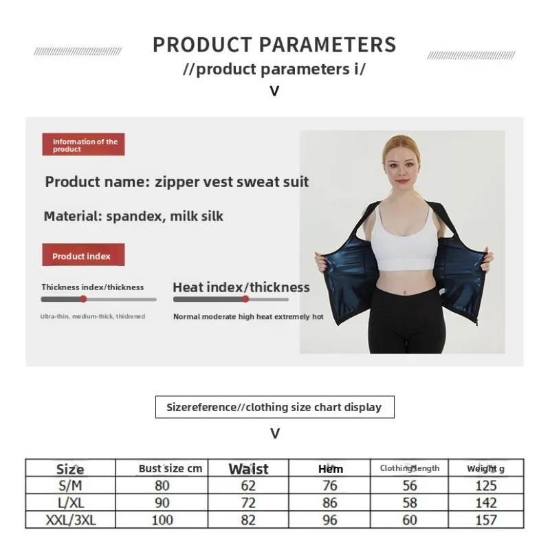 Rompi Sauna Pelangsing Wanita dengan Ritsleting Depan, Atasan Termal Pengontrol Perut untuk Olahraga, Pakaian Fitness, Pakaian Olahraga Wanita