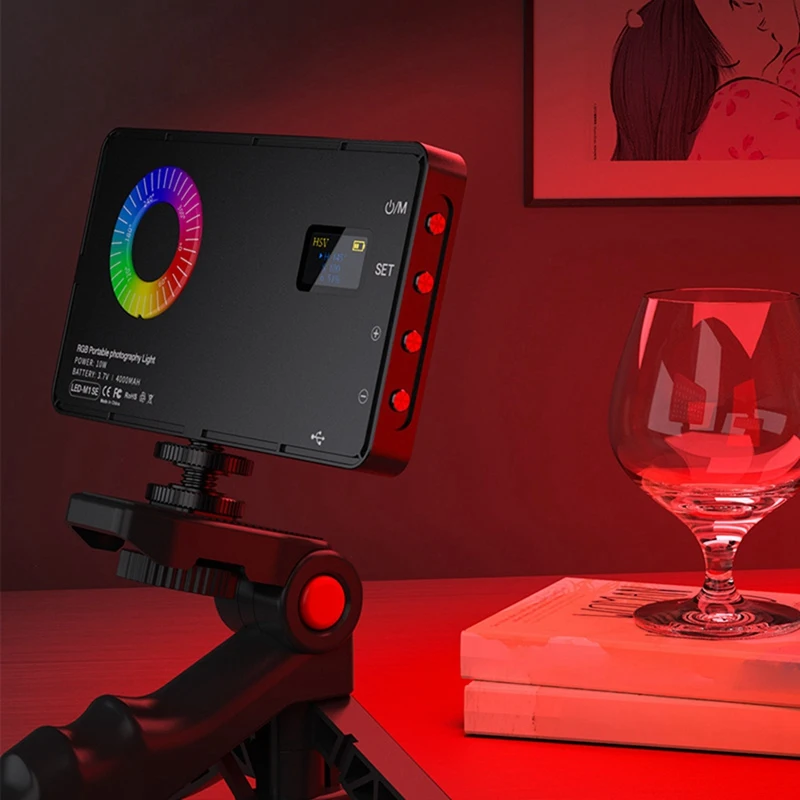 Luz de relleno de vídeo LED RGB, batería de 4000Mah, luz de vídeo recargable utilizada para fotografía, vídeo, relleno en vivo, duradero, fácil de instalar