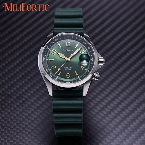 Reloj deportivo Milifortic S089 Alpinist Homage para hombre, bisel de brújula interior, correa de goma NH35, reloj automático resistente al agua de 39,5 MM para hombre