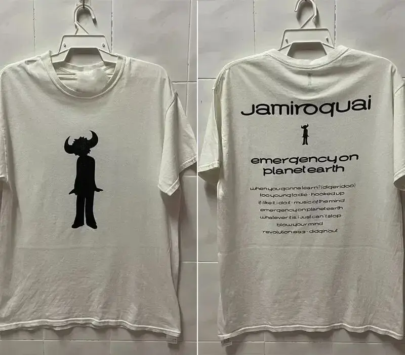 Camiseta de algodón con estampado de manga corta Rock Punk Tops Jamiroquai Band 2 Side 90, camiseta clásica Y2k de moda, informal, de manga corta, Unisex