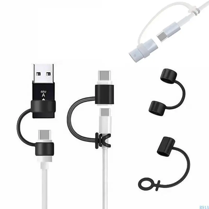 

R91A Phone Adapter Protectors Anti-lost Lanyard Case Cover Silicone Sleeve Accessories for iOS8pin,Type-C,Micro USB Converter