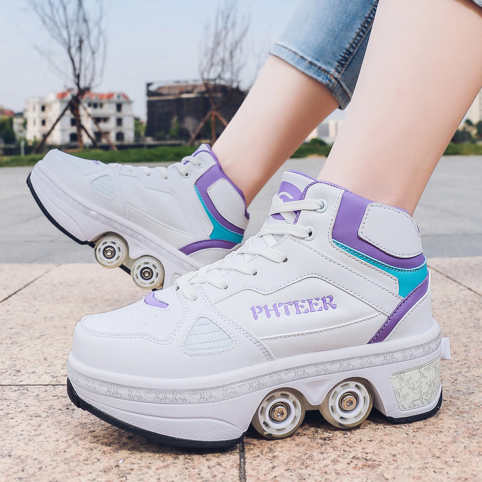 Roller skates Women Deformation Retractable Roller Shoes Girls Roller Sneakers Four Wheels For Women for boys