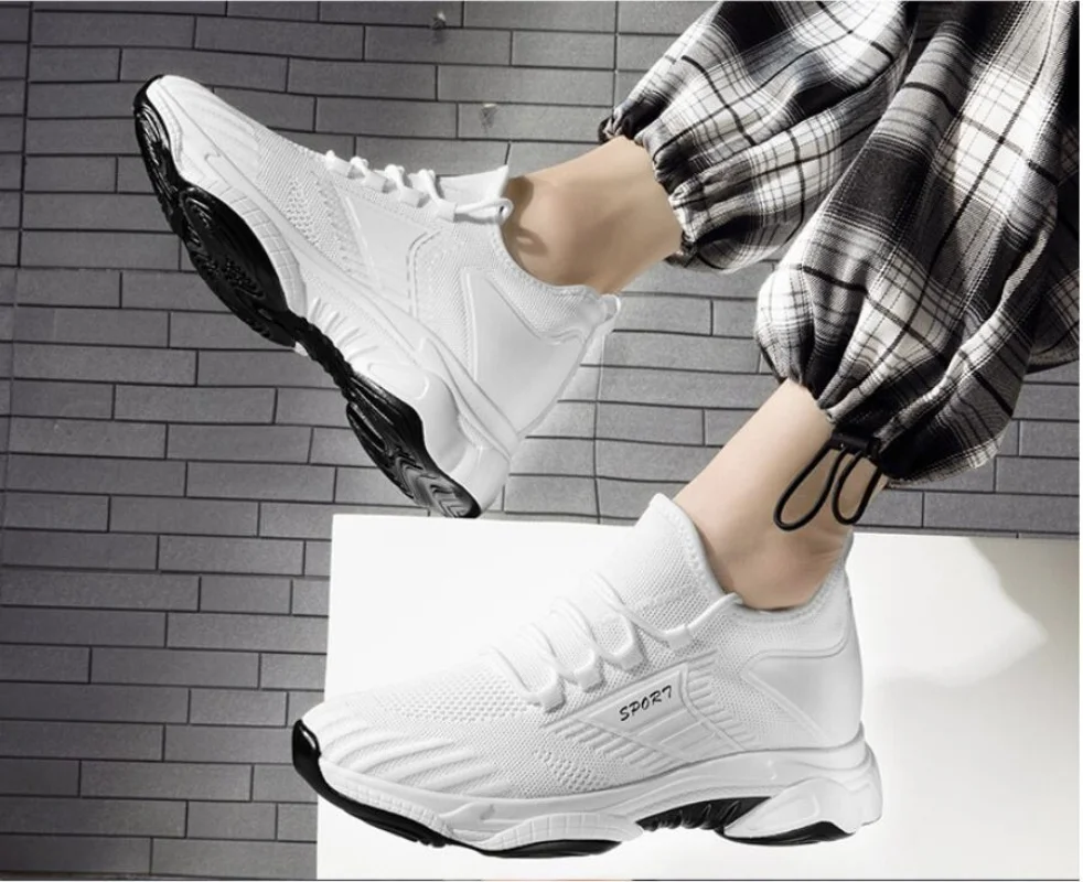 Mesh-Sneaker mit Absatz für Herren – Schuhe mit Höhenvergrößerung für mehr Komfort und Atmungsaktivität – Bequeme, lässige Innensohle – 8 cm Absatz – Mokassins für größere Männer_voghion.com