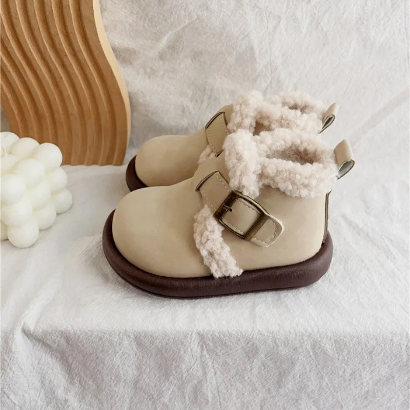 أحذية قطنية للفتيات شتاء 2025 جديدة مع إضافة أحذية مخملية كلاسيكية للأولاد أحذية قصيرة غير رسمية دافئة للأطفال أحذية الثلوج مقاس 22-33 #3