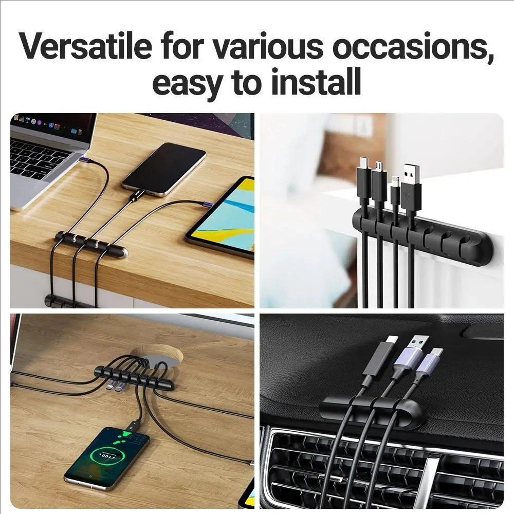 Silicone USB Cable Organizer USB Charging Cable Winder Desktop Tidy Management Clips Cable Holder For Mouse Earphone Accessorie