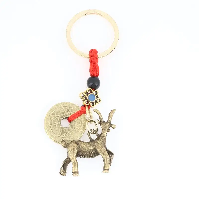 Neujahr 2027 Schaf-Glücksanhänger Schlüsselanhänger Pi Xiu Feng Shui Reichtum Schlüsselring Vintage Roter Schnurknoten Taschenanhänger Schmuck Geschenk – Detail 10