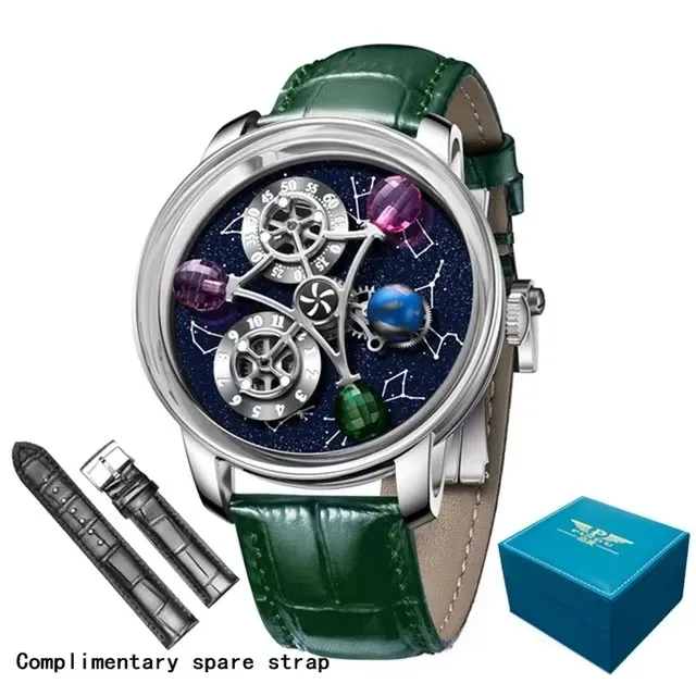 PINDU Design Starry Zwölf Konstellationen Mechanische Uhr Saphir Wasserdicht Männer Mechanische Armbanduhren Miyata 8215 Uhrwerk
