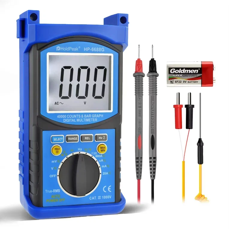 HoldPeak HP-6688G, 40,000 Bit True RMS with Analogue Bar Display High Accuracy Auto-Ranging Digital Multimeter