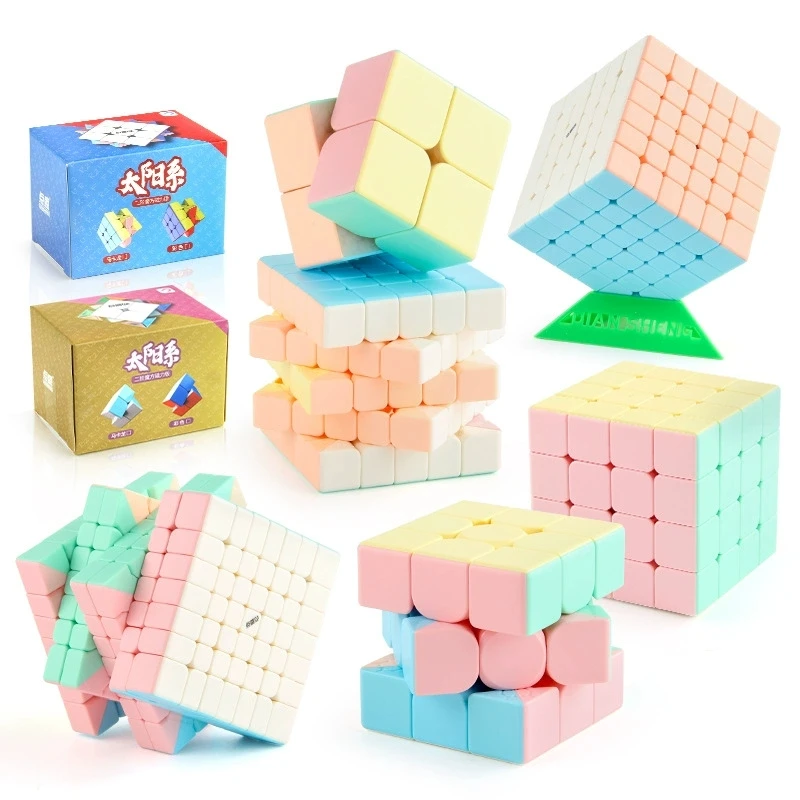 DianSheng Solar'M Magic Cube Macaron Stickerless Magic Cube 5x5 4x4 3x3 2x2 Professional Speed Puzzle Kids Toys Gift Cubo Magico