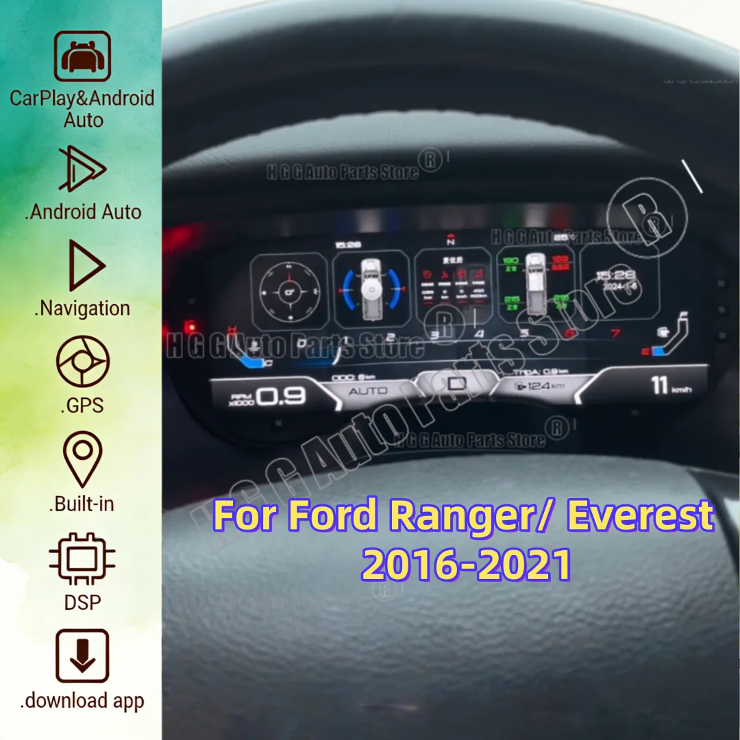 

Для Ford Ranger/Everest 2016-2021: Обновленная цифровая приборная панель с ЖК-дисплеем, автомобильный спидометр на базе Linux, виртуальный одометр