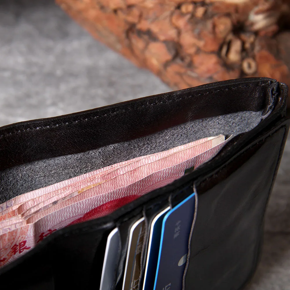 S.WORKER Vollnarbiges Rindsleder-Portemonnaie Vintage Slim Bifold Geldbörse für Herren Business – Detail 27