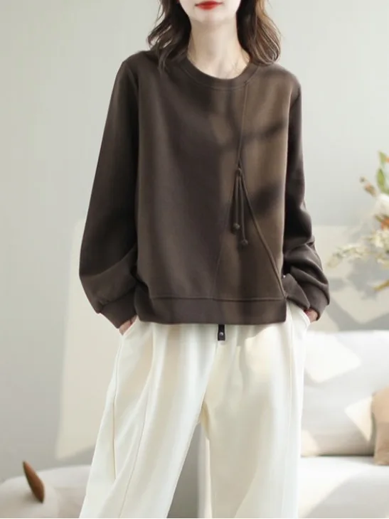 Loose Casual Hoodie Women's Standard Fit Cotton 100% Cover Belly Pull over Sweatshirt New Brand Autumn Wear plus Size