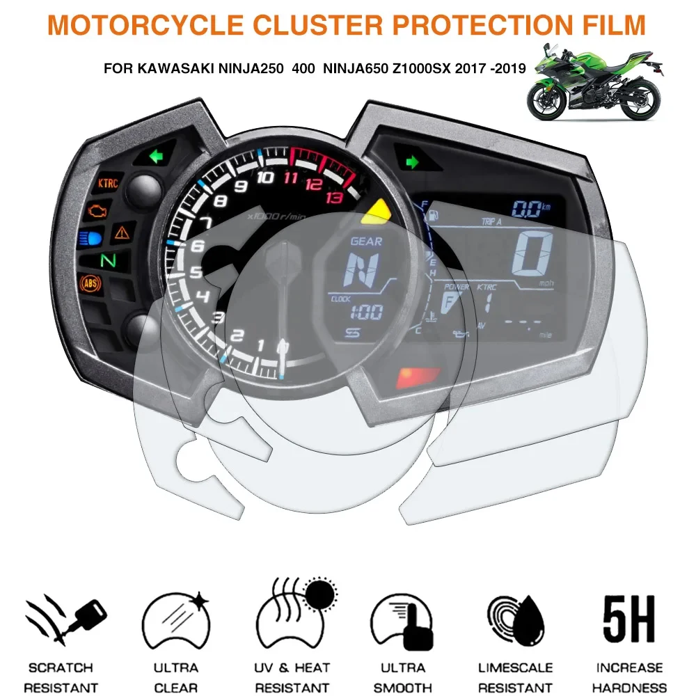 Tablero de la Velocímetro pantalla Rasgu Película Protectora Para Kawasaki Ninja250 400 Ninja650 z1000SX 2017-2019