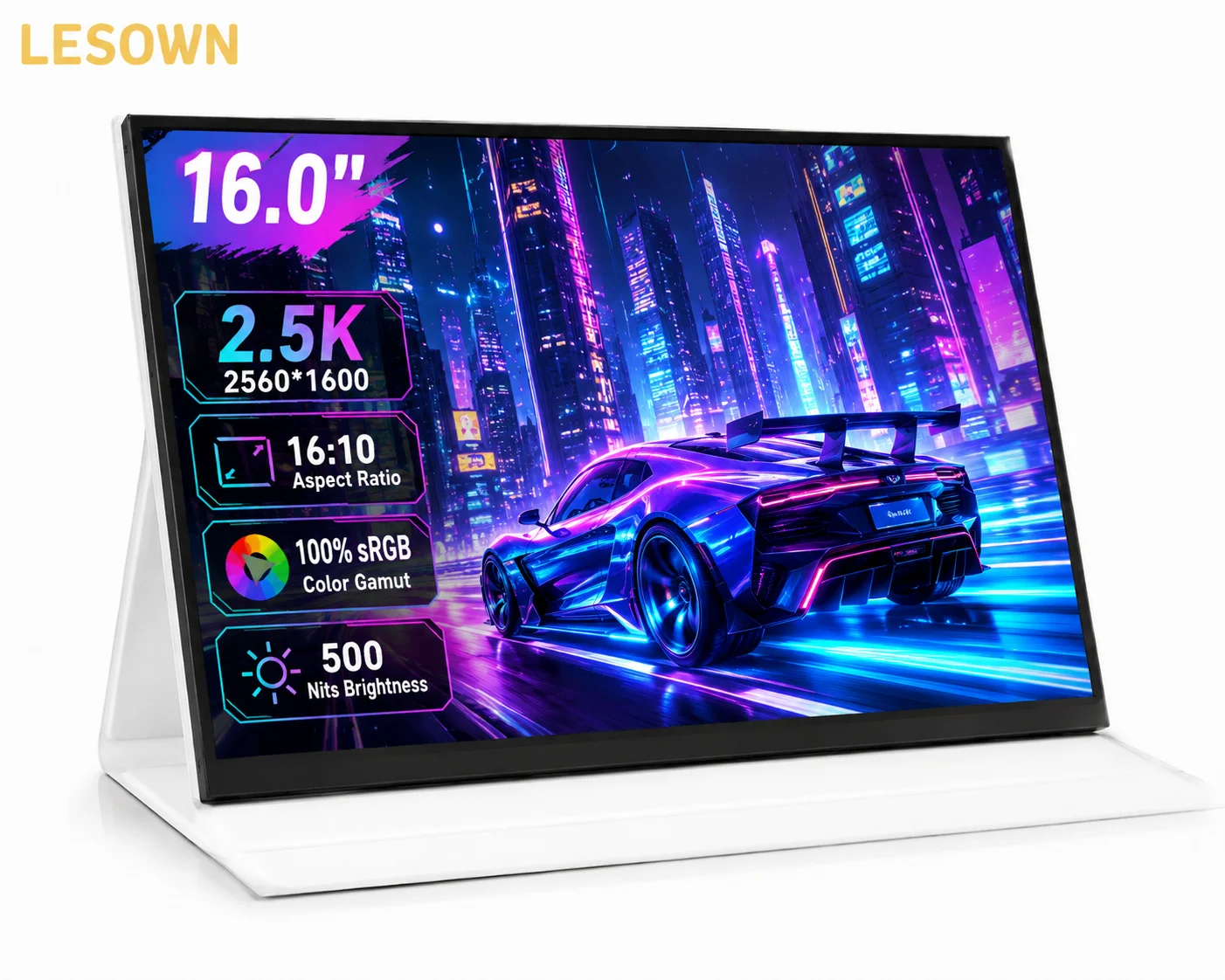 LESOWN 16inch 2.5K IPS-Level LCD Second Monitor 16:10 Aluminum Sub-screen for MacBook Pro Air Mac mini Type-C Display