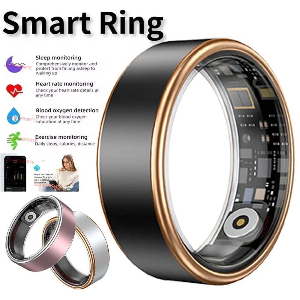 

Smart Rings Steps Heart Rate Blood Oxygen Saturation Sleep Distance Calories IP68 Smart Ring Waterproof Multi-sport Mode Tracker