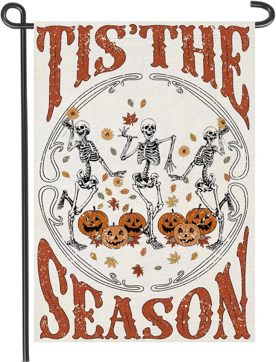 Thanksgiving Halloween Garden Flags 12x18 inch Double Sided, Seasonal Fall IT'S THE SEASON Skeleton Decorations, Small A MME SSL