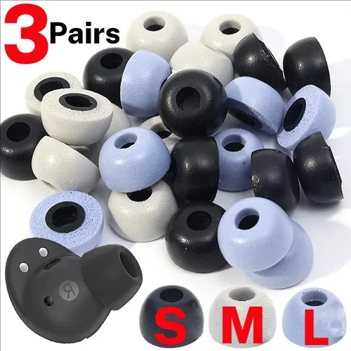 Imagen 1 del producto 3 par/set de almohadillas de espuma viscoelástica para Samsung Galaxy Buds 2 Pro, auriculares de repuesto antideslizantes, tapones para los oídos, tapas L/M/S