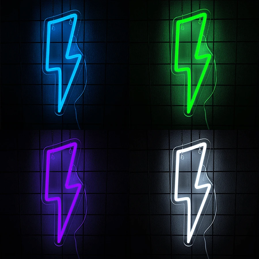 Multi-Color Lightning Neon Sign For Wall Decor,Led Neon Light For Bedroom,Game Room Decor,Bar,Club,Party Decor,Festival Gifts