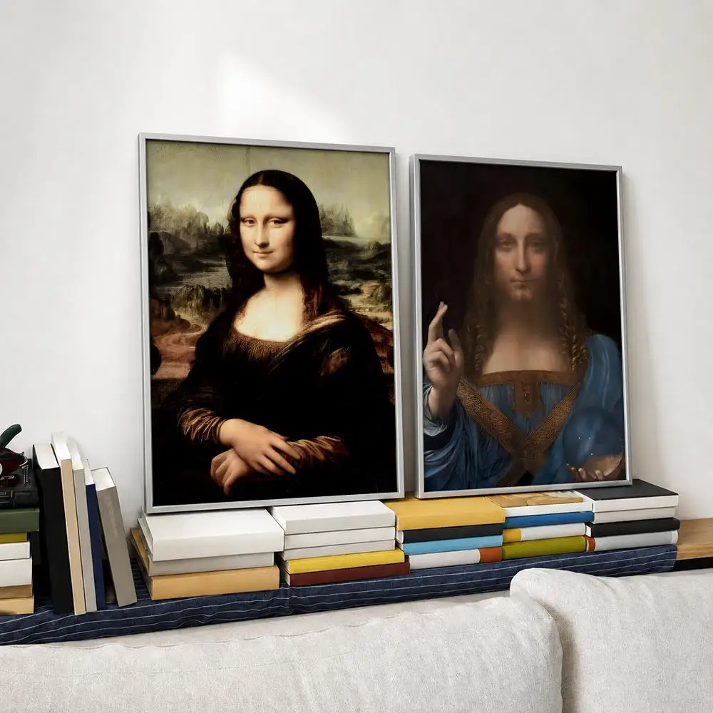 Artist Leonardo da Vinci Poster Self‑Adhesive Waterproof PP Poster Coffee House Bar Wall Art Sticker Room Home Decor