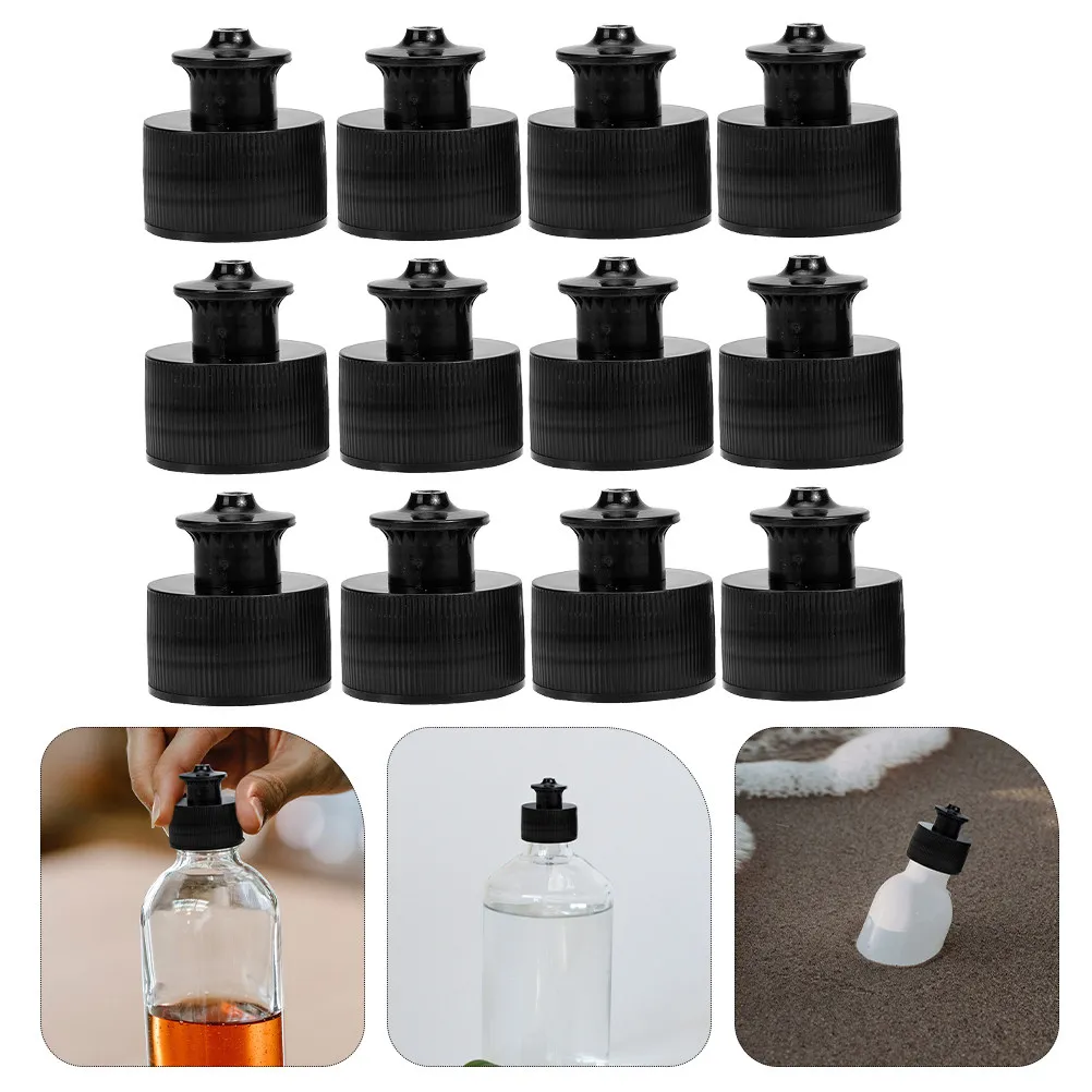 12Pcs Mineral Water Bottle Caps Leakproof Push Pull Screw Top Replacement Sports Lid for Outdoor Fitness Water Bottles