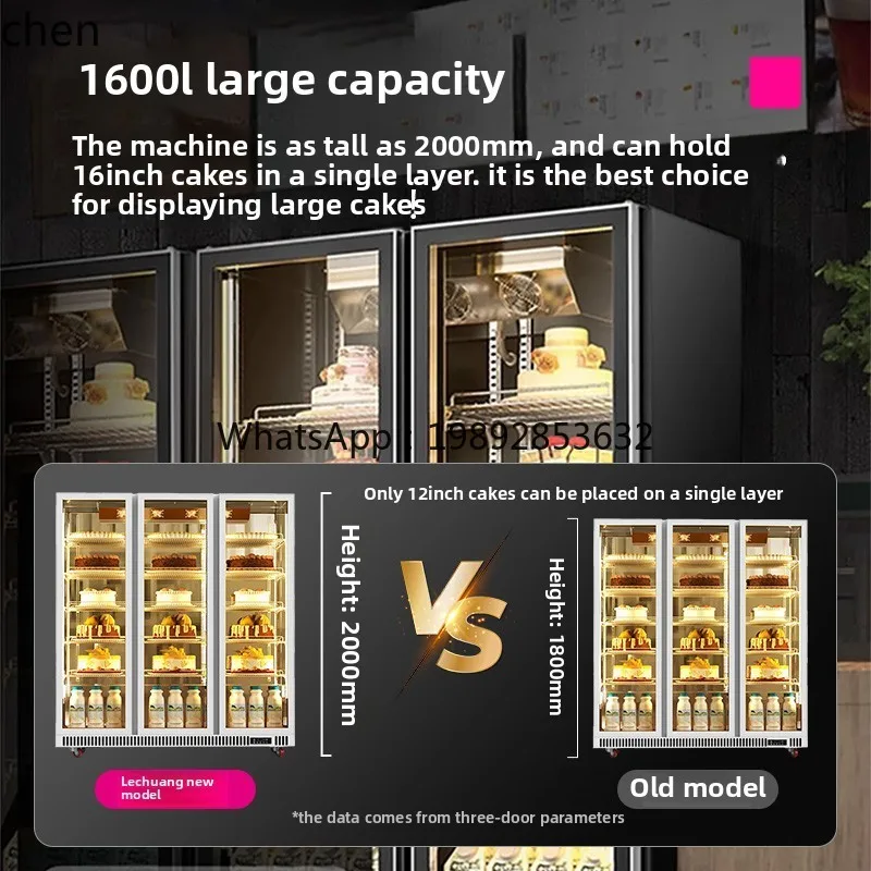 commercial vertical cake display cabinet, supermarket fruit preservation, dessert baking air-cooled freezer