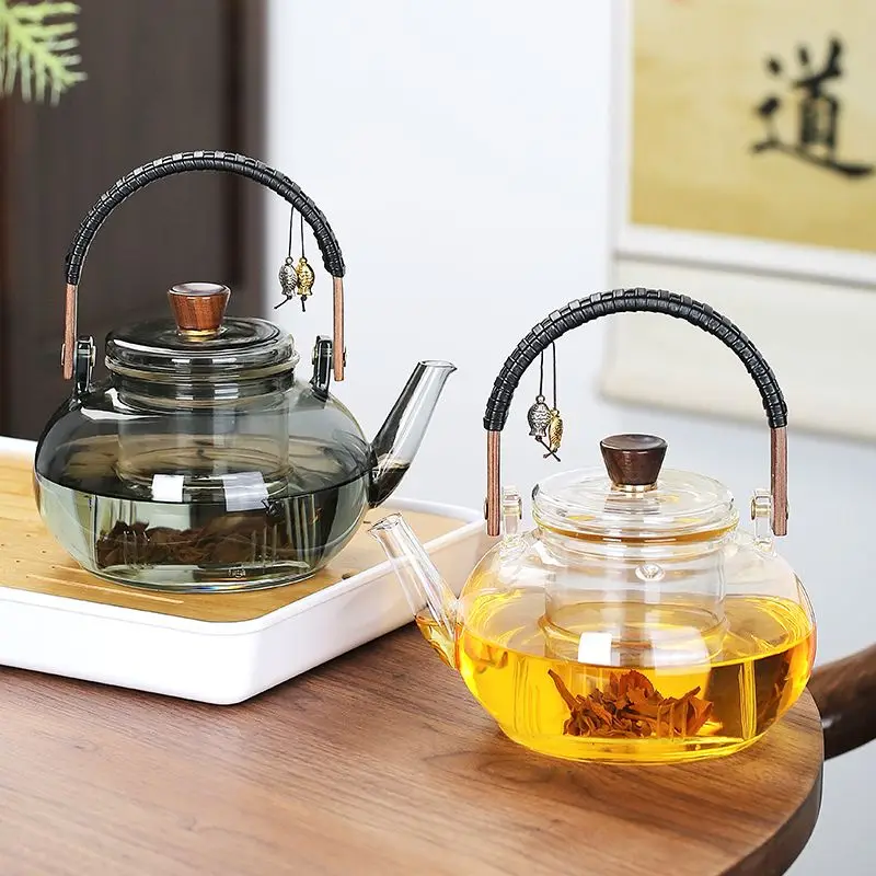 Glass Teapot Household High Temperature Tea Maker Open Fire High Temperature Lifting Beam Kettle 800 Ml