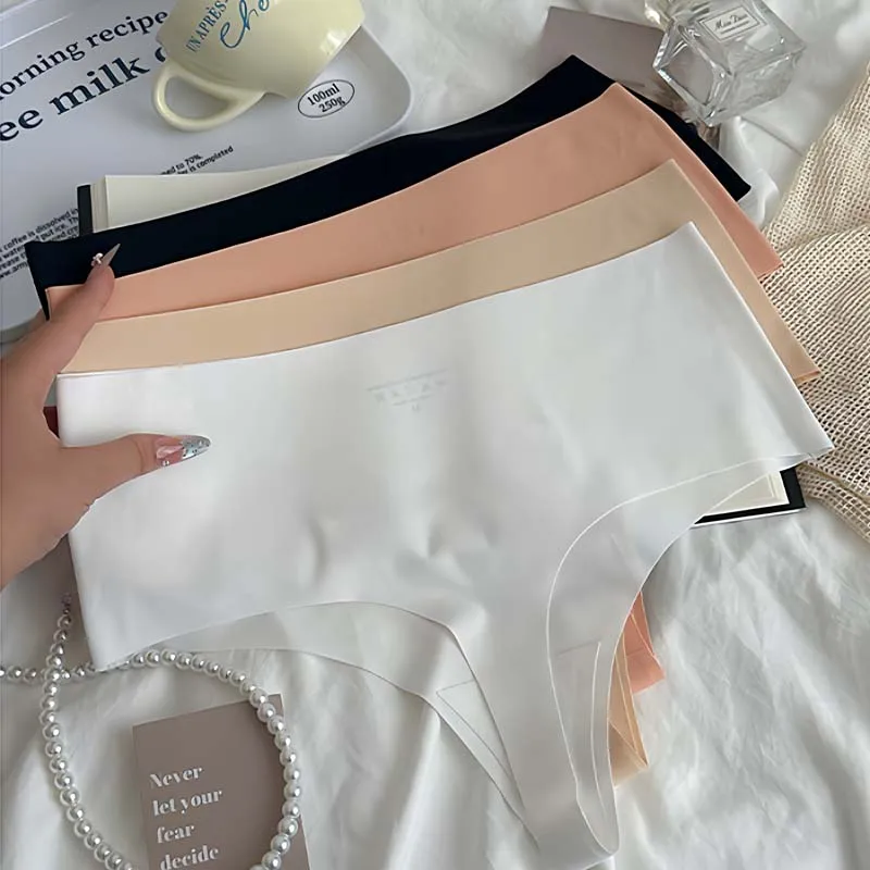 Women's Seamless Lingerie Ice Silk Thong Ultra-thin High Waisted T-pants Sports Quick Drying G-String Breathable Underwear