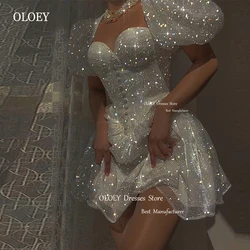 OLOEY-Robe de cocktail en organza à manches bouffantes, paillettes kly, robe de soirée courte blanche, mini princesse d'anniversaire sexy et brillante, chérie de Rotterdam