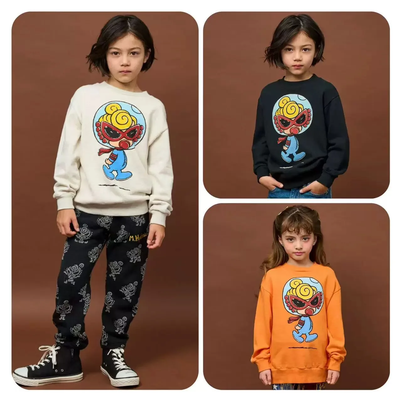 

2025 Autumn/Winter Trendy Brand High-End Children's Clothing Astronaut Pattern Kids' Cotton Sweatshirt